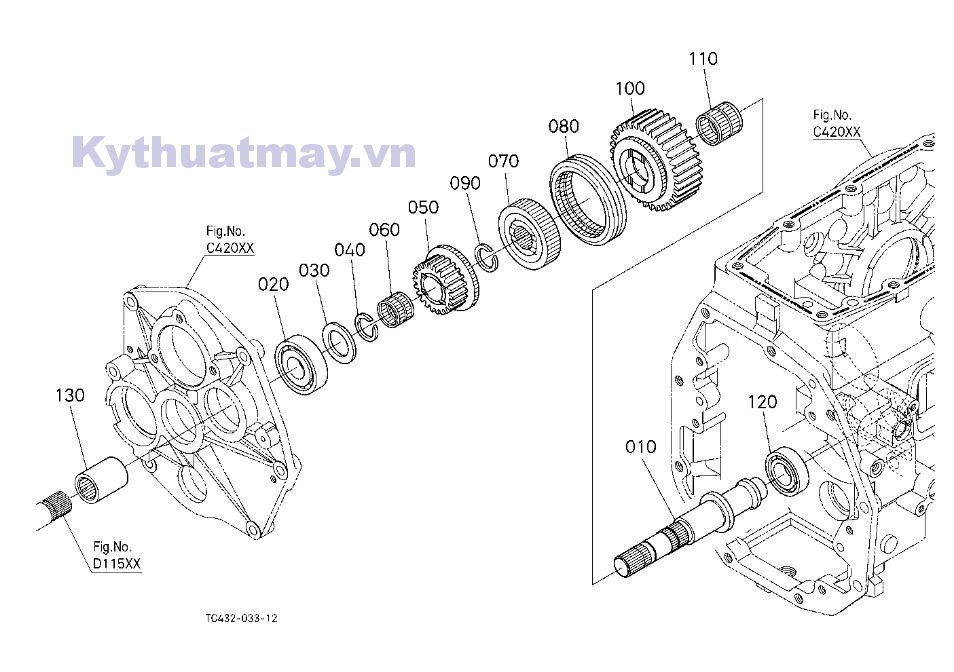 Trục bánh răng tầng nhanh chậm